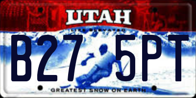 UT license plate B275PT