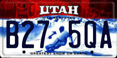 UT license plate B275QA