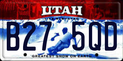 UT license plate B275QD