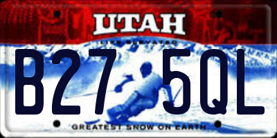 UT license plate B275QL
