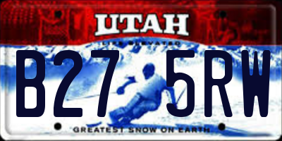 UT license plate B275RW