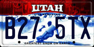 UT license plate B275TX