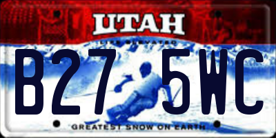 UT license plate B275WC