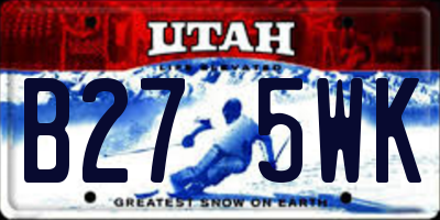UT license plate B275WK