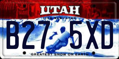 UT license plate B275XD