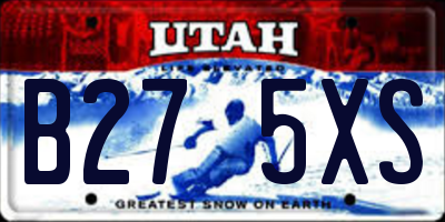 UT license plate B275XS