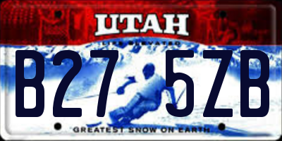 UT license plate B275ZB