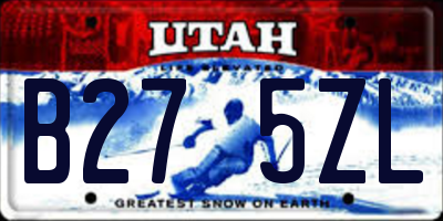 UT license plate B275ZL