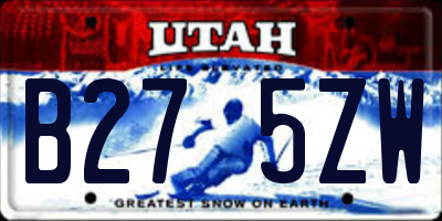UT license plate B275ZW