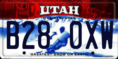 UT license plate B280XW