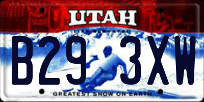 UT license plate B293XW