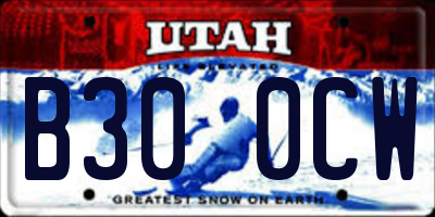 UT license plate B300CW