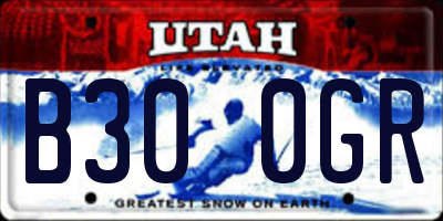 UT license plate B300GR
