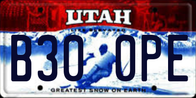 UT license plate B300PE
