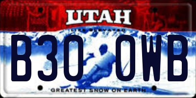 UT license plate B300WB