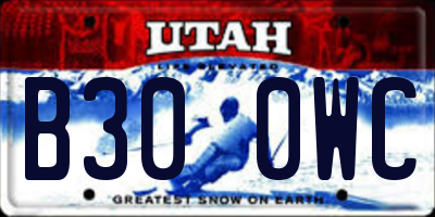 UT license plate B300WC
