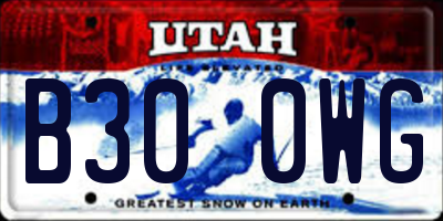 UT license plate B300WG