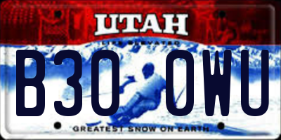 UT license plate B300WU