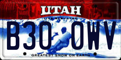 UT license plate B300WV