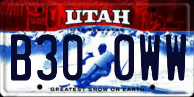 UT license plate B300WW