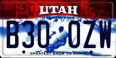 UT license plate B300ZW
