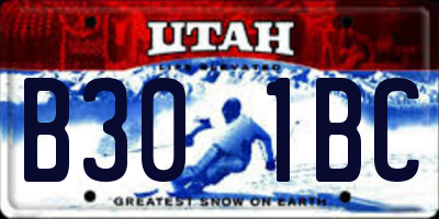 UT license plate B301BC