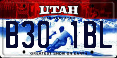 UT license plate B301BL