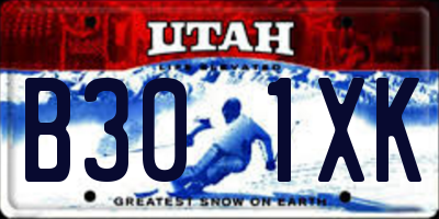 UT license plate B301XK