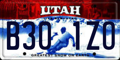 UT license plate B301ZO