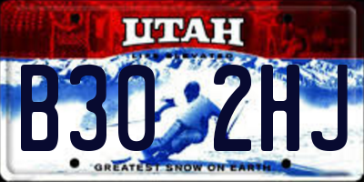 UT license plate B302HJ