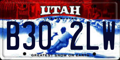 UT license plate B302LW