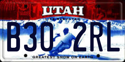 UT license plate B302RL