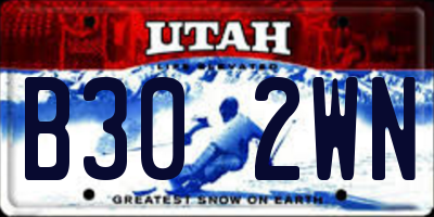 UT license plate B302WN