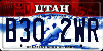 UT license plate B302WR