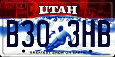 UT license plate B303HB