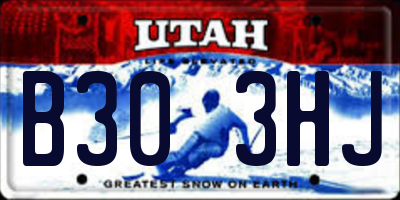 UT license plate B303HJ