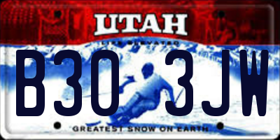 UT license plate B303JW