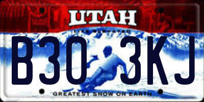 UT license plate B303KJ