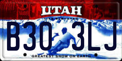 UT license plate B303LJ
