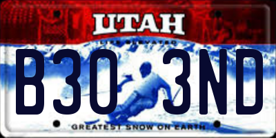 UT license plate B303ND
