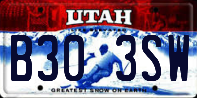 UT license plate B303SW