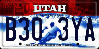 UT license plate B303YA