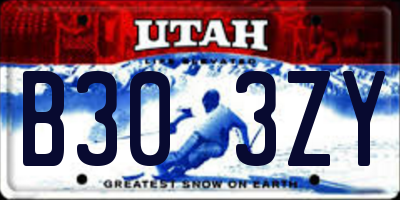 UT license plate B303ZY