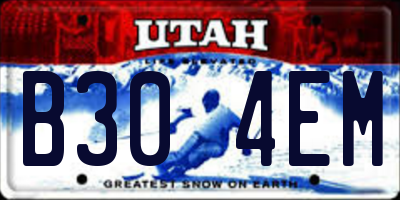 UT license plate B304EM