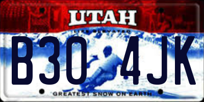 UT license plate B304JK