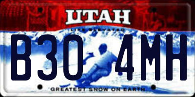 UT license plate B304MH