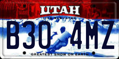 UT license plate B304MZ