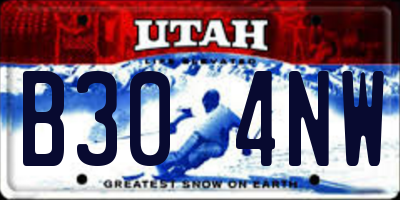 UT license plate B304NW
