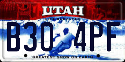 UT license plate B304PF