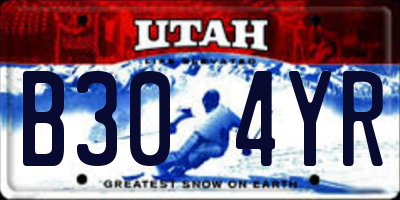 UT license plate B304YR